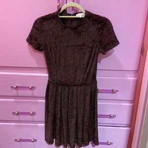 Vintage Opening Ceremony black and red velvet tapestry style knee-length dress